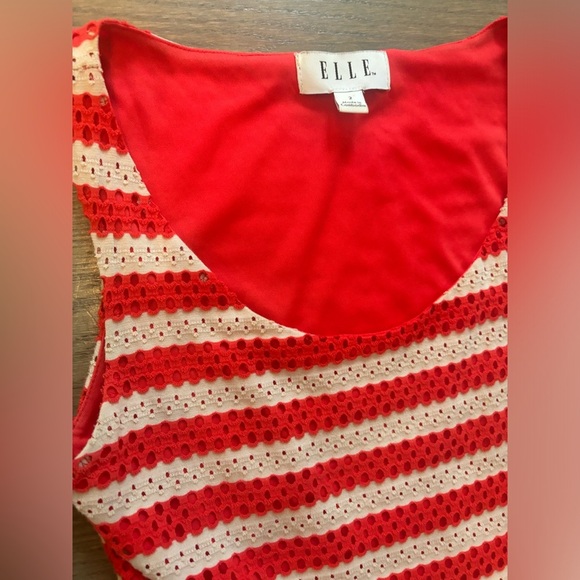 Elle Red and White Striped A-Line Dress Women’s size 2 - Picture 4 of 8